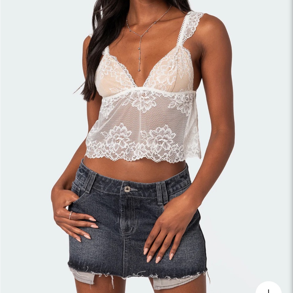 Brand new with tags sheer lace top size M
